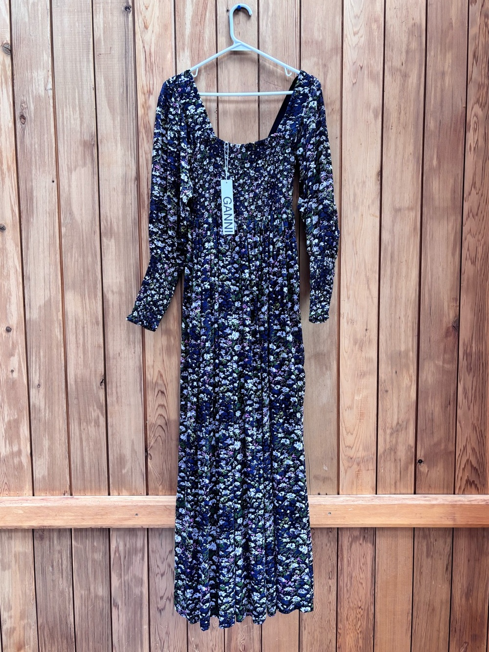 NWT GANNI Black Floral Printed Georgette Maxi Dress - Size EU 34 / US 2